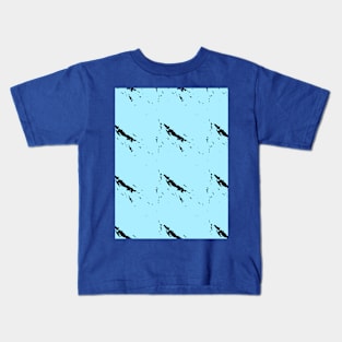 Black waves on a blue background, sea, water Kids T-Shirt